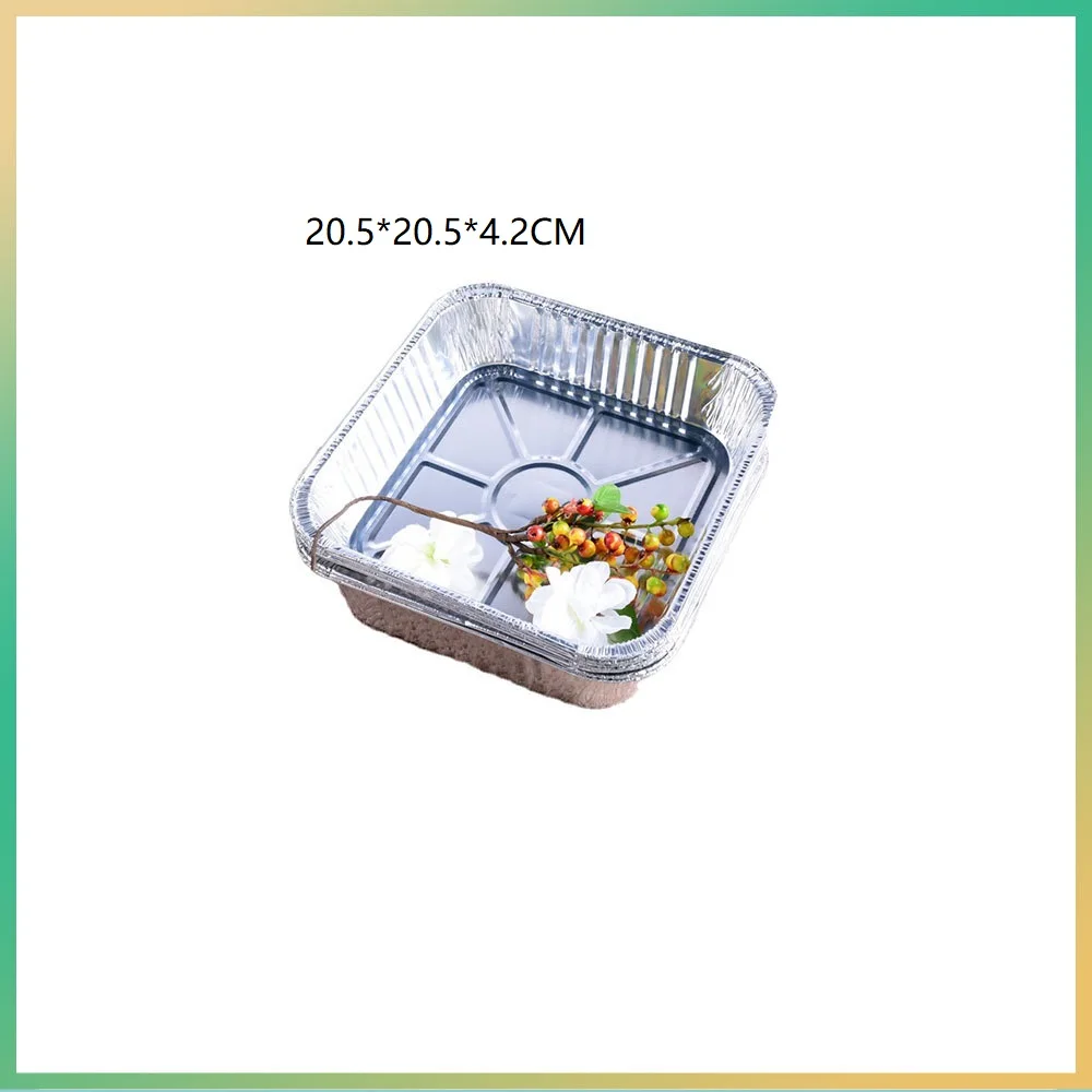 Square aluminum foil lunch box barbecue insulation tin foil box disposable takeaway packaging box air fryer tin foil tray details