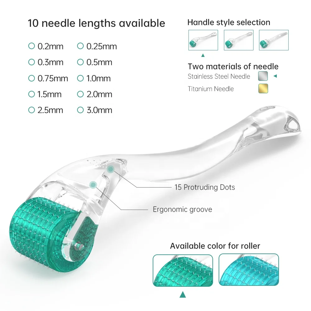 Private Label Derma Roller 540 Microneedling Darma Roller Beard Growth Hair Roller Micro Needle Face Dermarol 0.75mm Dermaroller