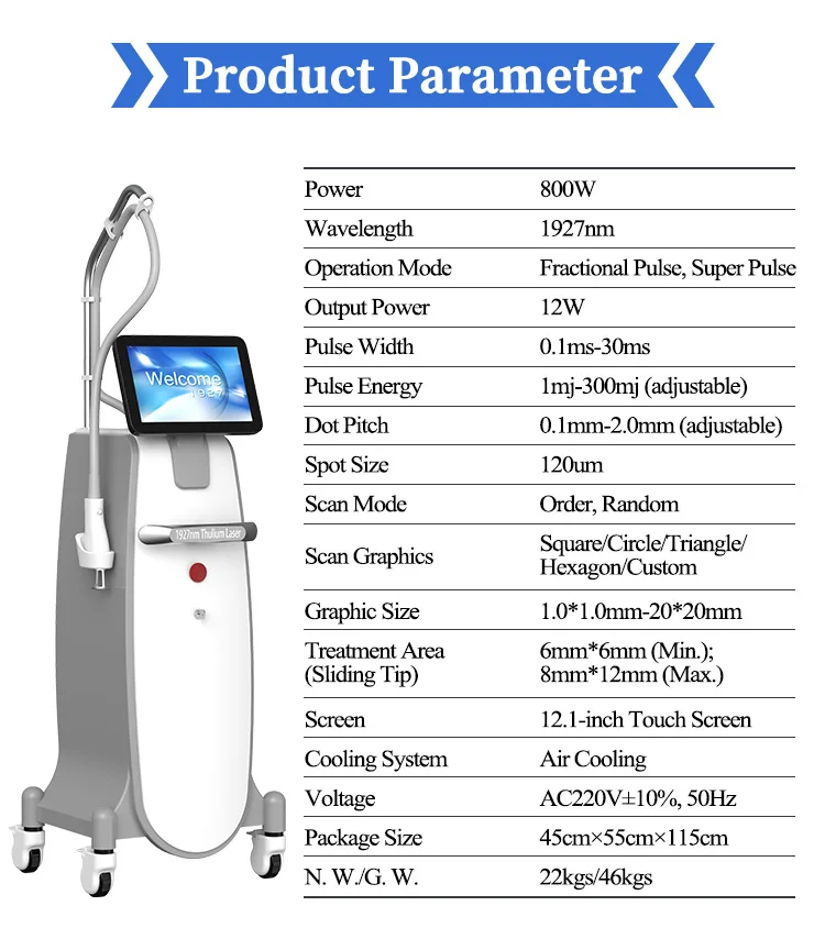 Vertical 12.1-Inch Touch LED Thulium Laser Mask ABS 1927nm Home Care Stimulates Collagen Regeneration Removes Fine Lines