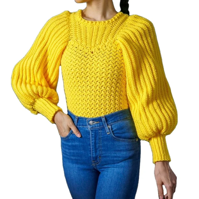 ZKESS - Maglione da donna a maniche lunghe, a collo alto, stile casual