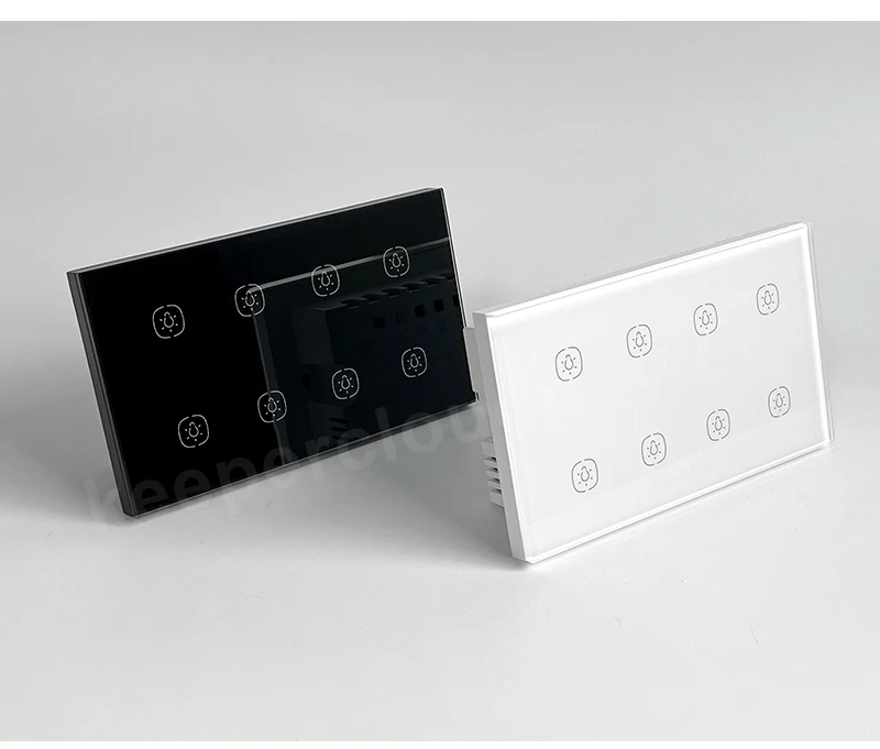 8Gang Intelligent Touch Switch WiFi Supports Alexa, Google Assistant, Tuya APP to Control Light Switch UK Standard