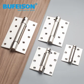 Door closing self closing two-way free entry and exit rebound hinge inner and outer Stainless steel spring hinge automatic