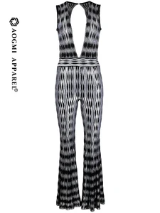 Haute Couture Fashion Ladies Sleeveless Knit One-Piece Shirt Deep V Neck Casual Summer Breathable