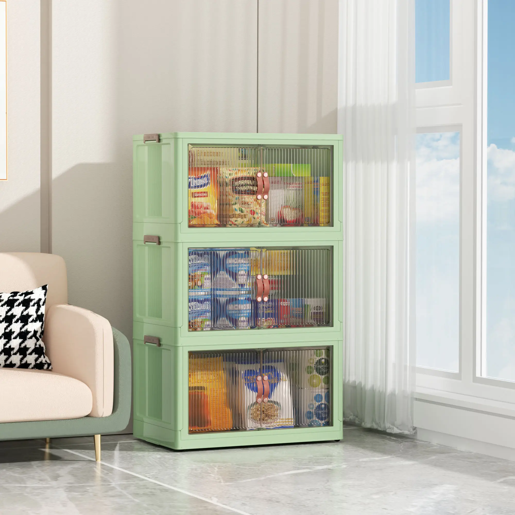 Folding Collapsible Storage Box Plastic Foldable Bins Stackable