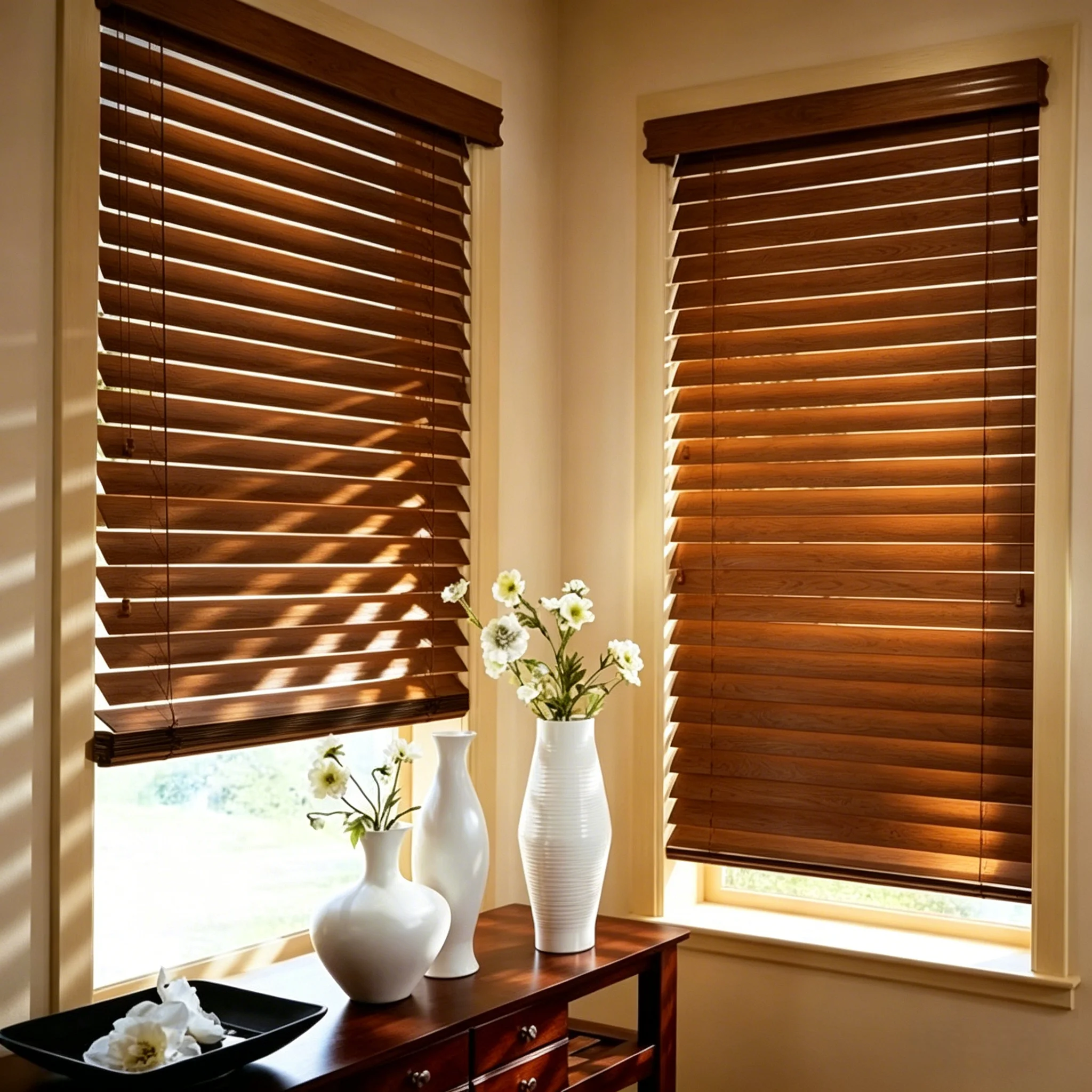 Milieuvriendelike Paulownia-houtblinds met lamelle van 25 mm / 35 mm / 50 mm, houtvenesiese blinds vir venster-, huis- en kantoorversiering