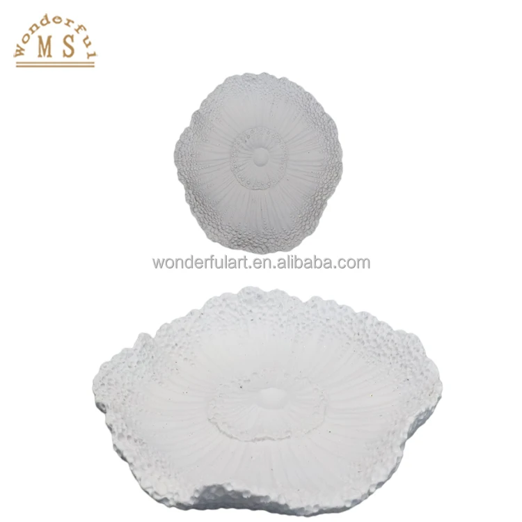 Oem Resin Lotus flowers leaves dish Shape Holders 3d  Style tray candy plate Kitchenware poly stone plate Tableware bowls