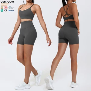 XW-TZ523 Solid Lightweight Breathable Gym Clothing Activewear Custom Elastic Wholesale Custom 2 Piece Fitness Yoga Wear Set