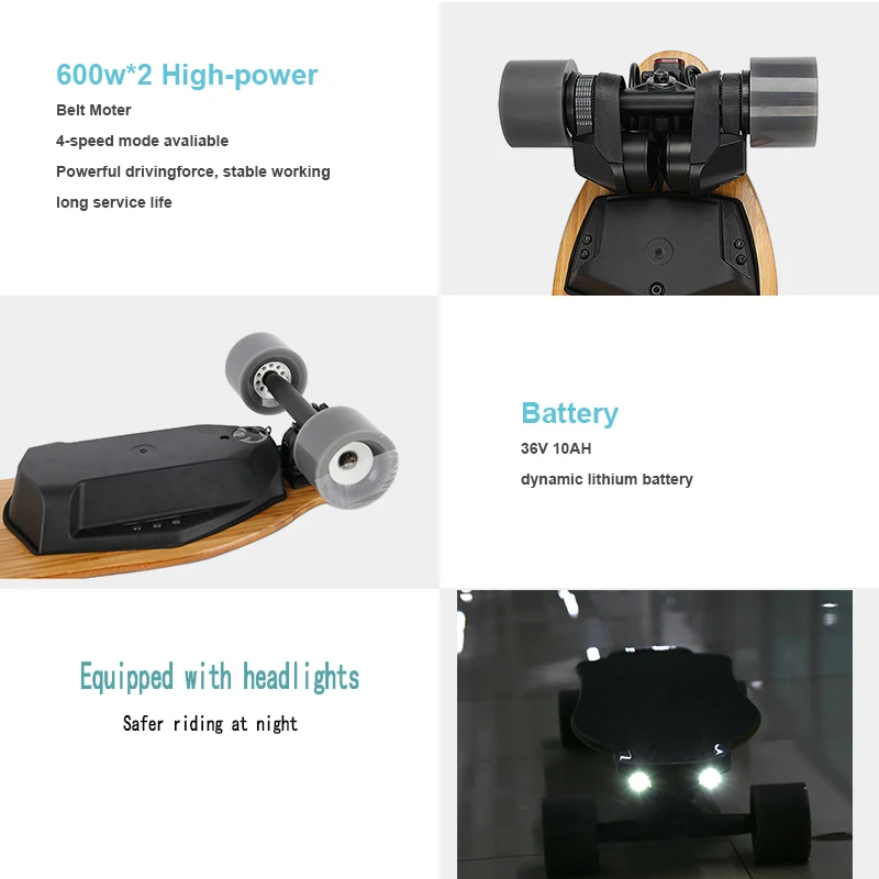 85*59mm Wheels Dual Belt Electric Skateboard Anzoa2 Boosted Board