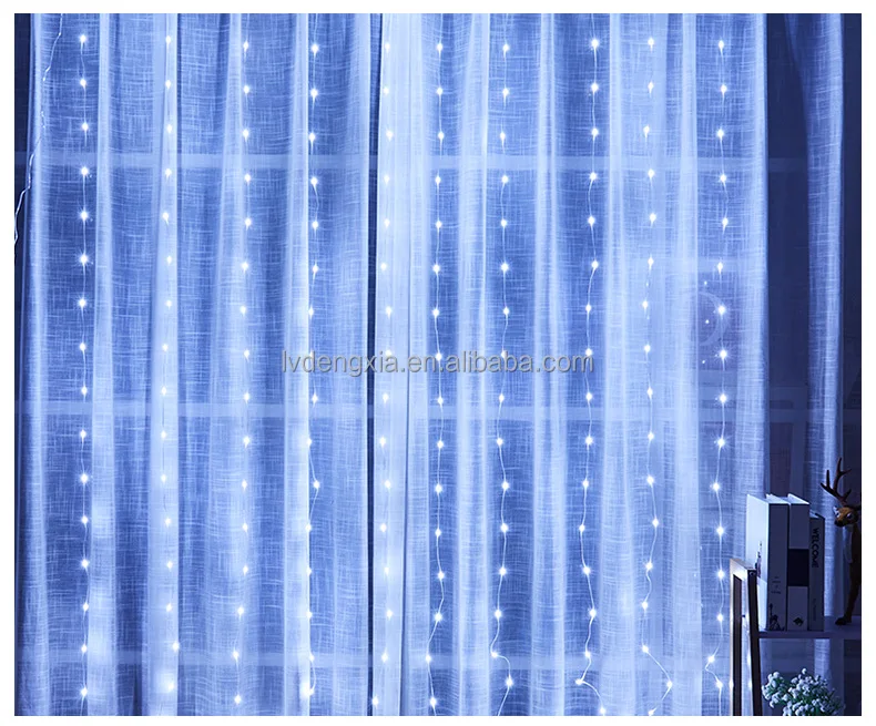 Solar Curtain Lights Garden Outdoor Waterproof Curtain Lights with 8 Modes Timer Waterfall Solar Fairy Lights for Wedding