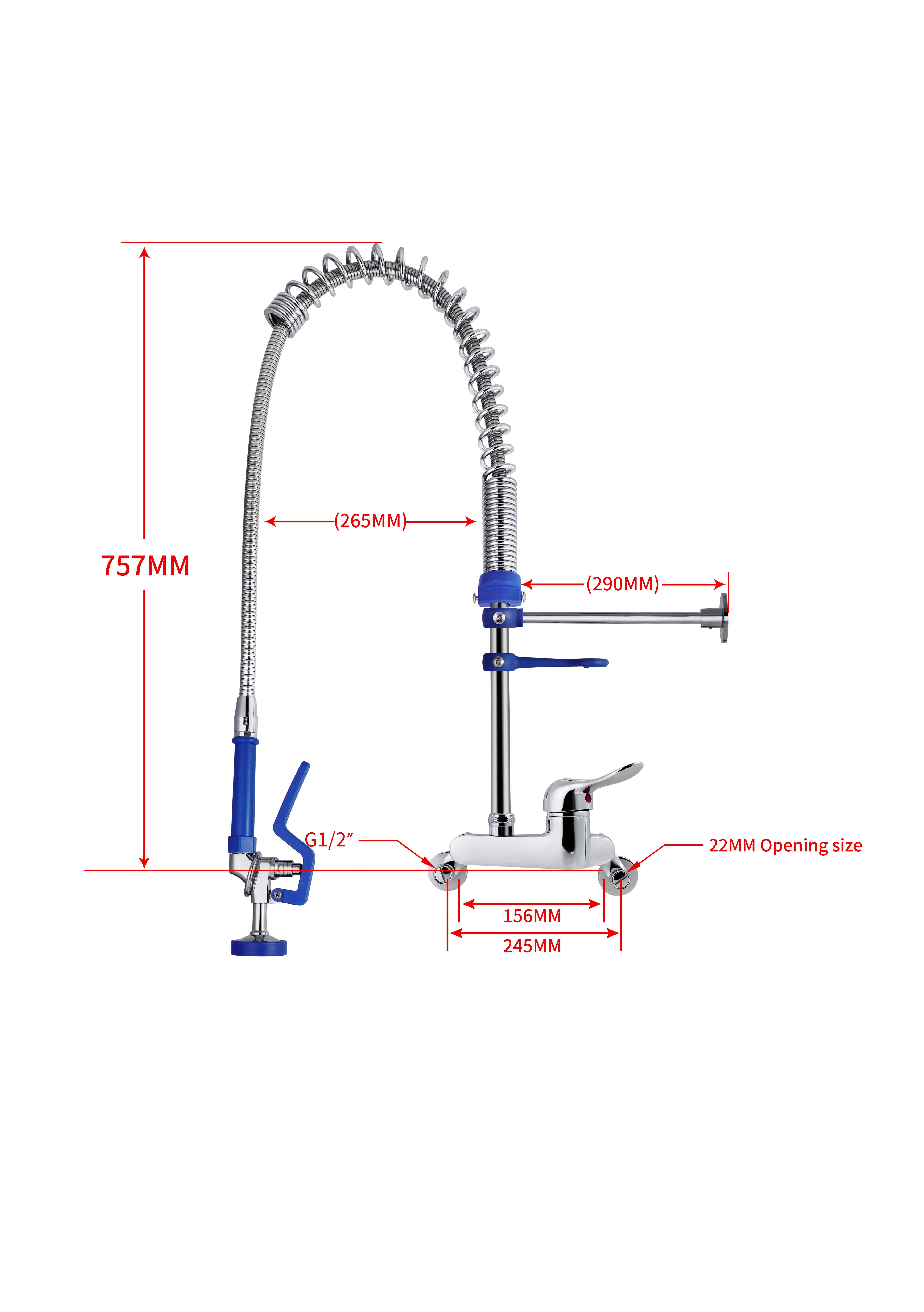 Modern Design Single-Hole Wall Mounted Faucet Easy Installation Hotel Kitchen Use with Adjustable Height 2-Hole Pre Rinse Unit manufacture