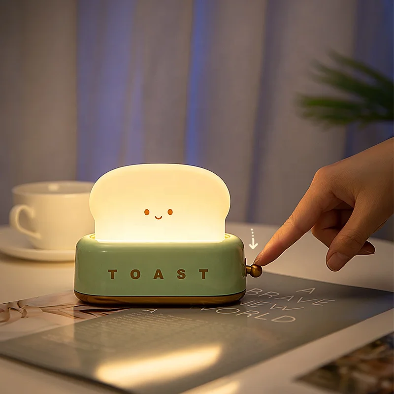 Portable Cute Bread Maker Led Table Lamp Gift USB Rechargeable Battery Bedroom Bedside Night Light