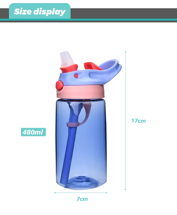 Plastic Kids Water Bottle Straw Drinking Children School Bpa Free Kids ...