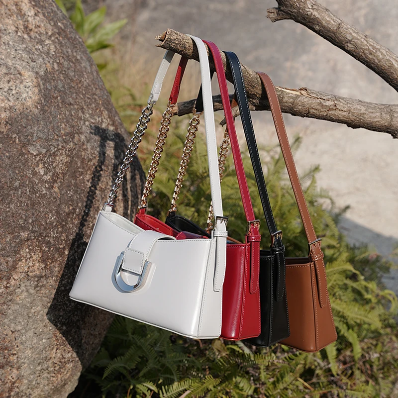 Custom Color Drop Shipping Lady Leather Shoulder Messenger Saddle Bags Handbags Ladies Women Soft Hand Underarm Bags