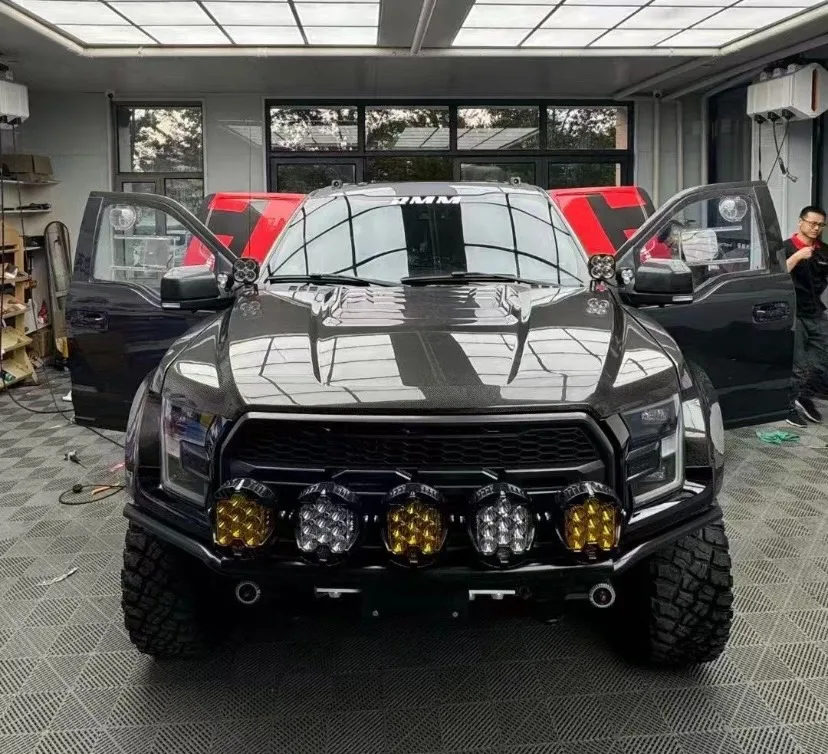 For 2021+ Ford F150 Front Bonnet Hood Vent Modified Double Side Carbon ...