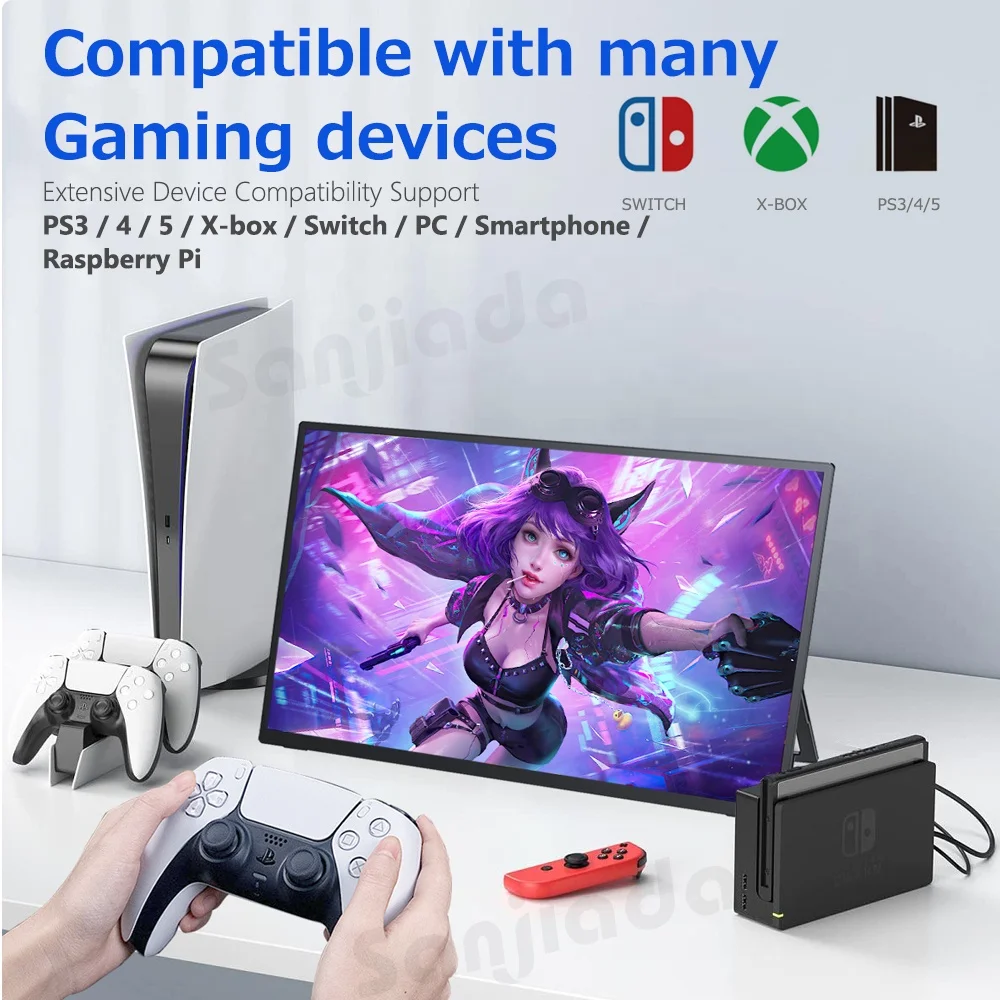15.6 Inch Portable Monitor with Touchscreen, Gaming Monitor with Desktop Stand for Laptop Computer PS5 Phone Extend Screen
