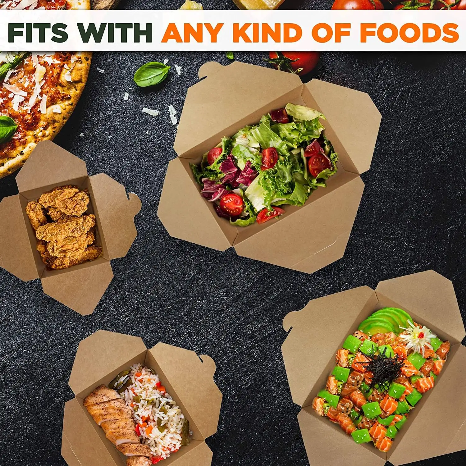For Noodles Kraft Containers Fast Meal Take Away Packaging Box Paper Food Container
