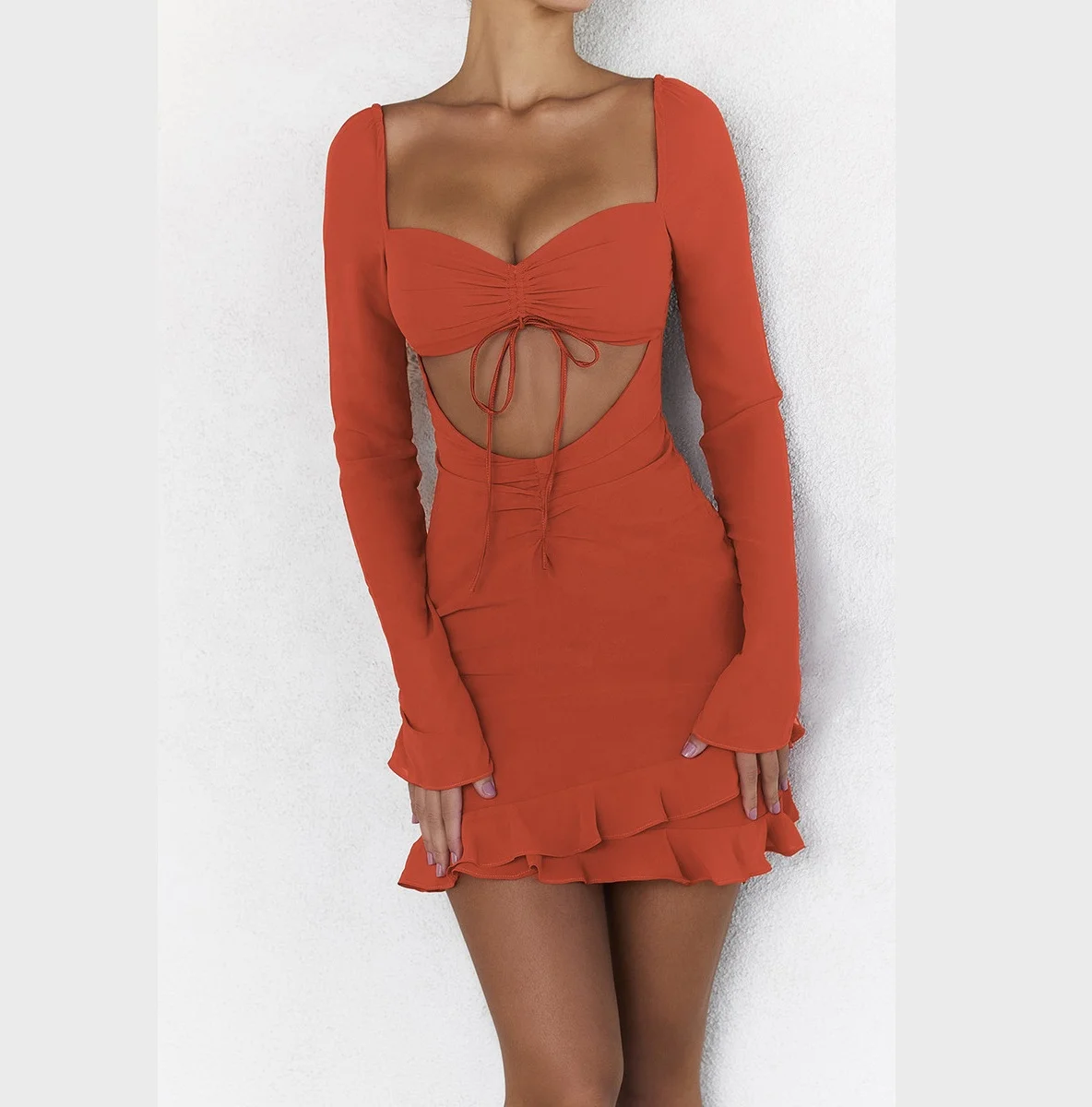 green emerald velvet dress WDIRARA Women's Puff Sleeve Cut Out Square Neck Tie Back A Line High Waist  Summer Flare Dress Hot Pink M at Amazon Women's Clothing store