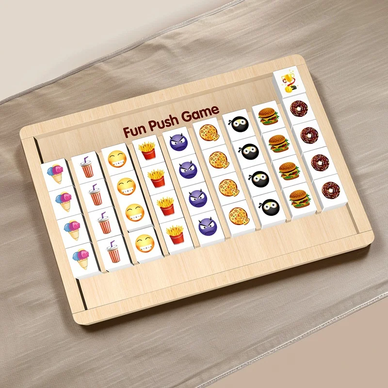 Novelty Wooden Puzzle Game for Kids Wooden Educational Toys Funny Push Games Pattern Pairing Toy for Boys and Girls