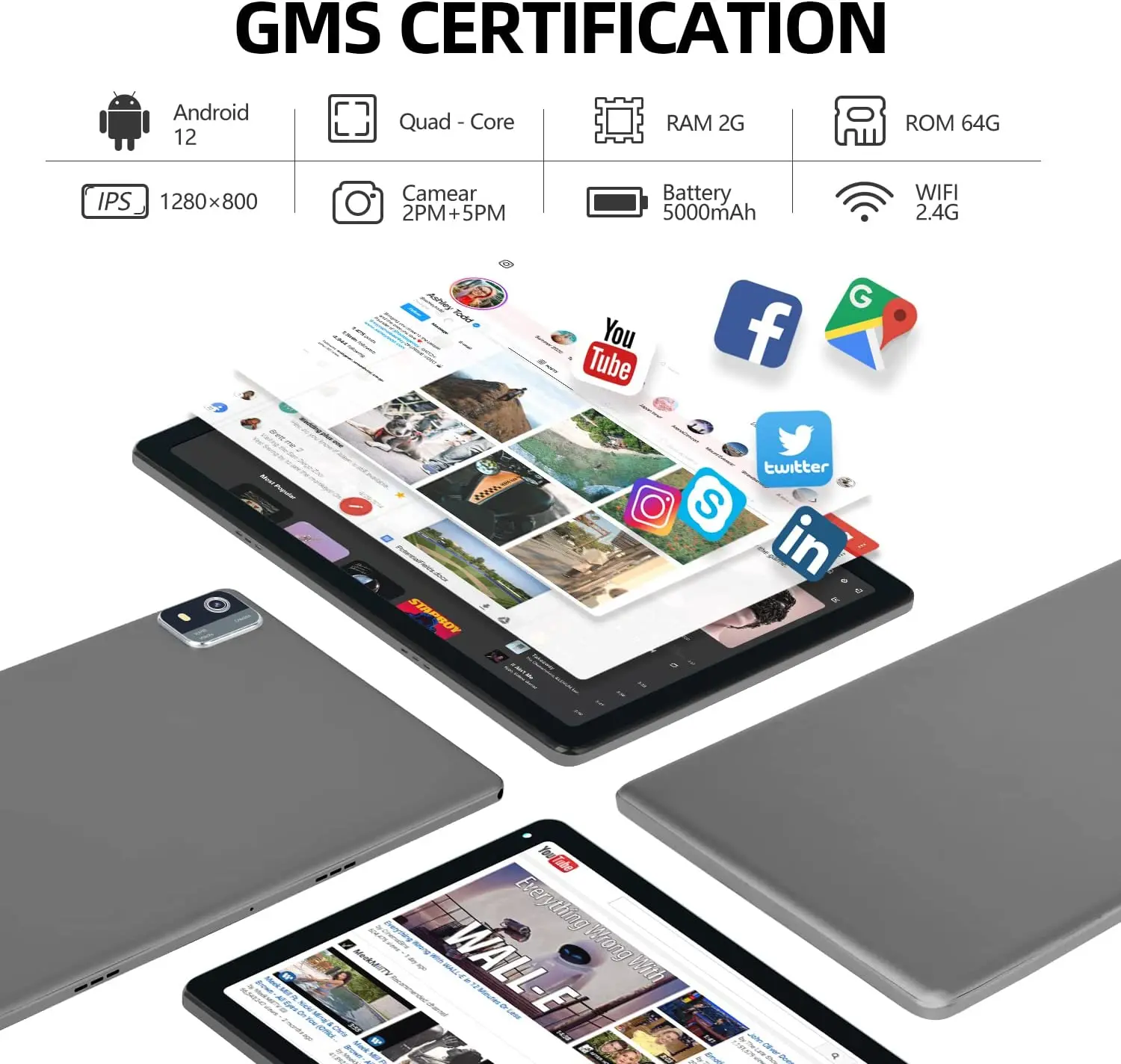 Tablet 10 Inch Android 12 Tablet With 4gb Ram 64gb Of Storage,Quadcore