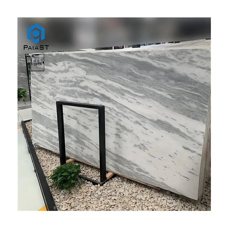 Szlifowany szary marmur w dużych płytach z białymi liniami, cięty na wymiar, białe płytki marmurowe do podłogi