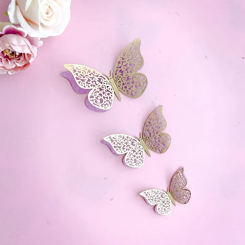 Double Layer Butterfly Cake Toppers Princess Girls Wedding Happy