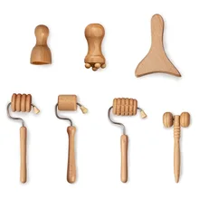 7 Pcs Set Beech Wood Facial Massage Tools Wood Therapy Massage Tools Set Wooden Massage Roller Face Sculpting Set