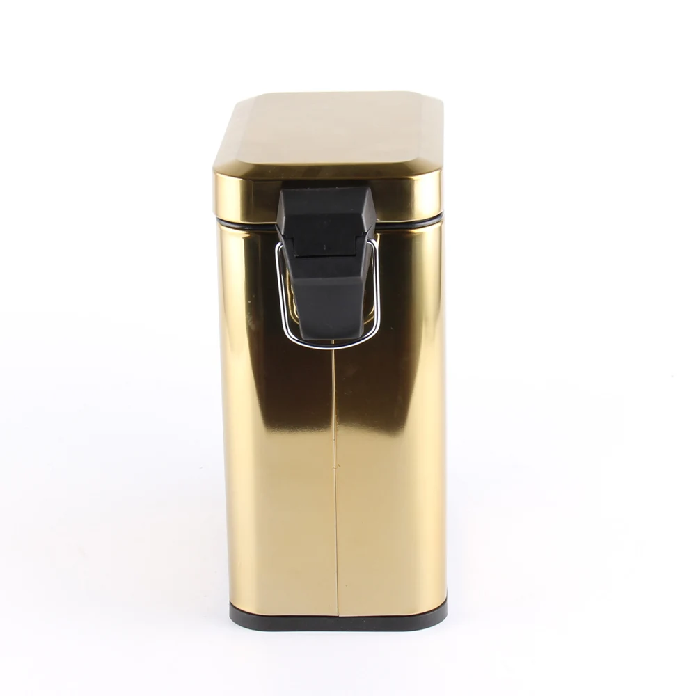 Chrome/Golden/Copper Square Trash Can/Pedal Bin with Plastic Inner Bucket
