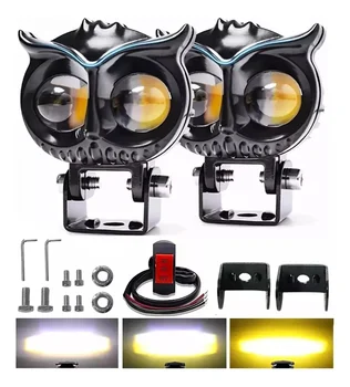 8000lm Luz Faros Para Motos Luces Auxiliares Lupa Autos Motorcycle  Mini Driving Fog Headlight Led Owl Shape Led Light for Bike
