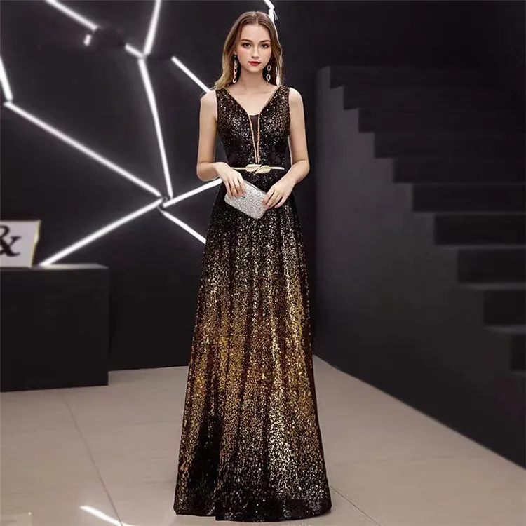 slim fit dress slacks Primavera 4501 Size 10 BLACK GOLD Prom Dress Sequin – Glass Slipper Formals main image 1