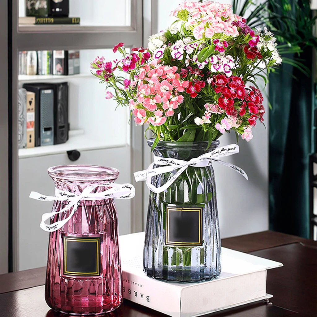 Wholesale Customized Luxury Transparent  Cylinder Modern Glass Flower Vase Contemporary Design for Wedding Party Ornaments