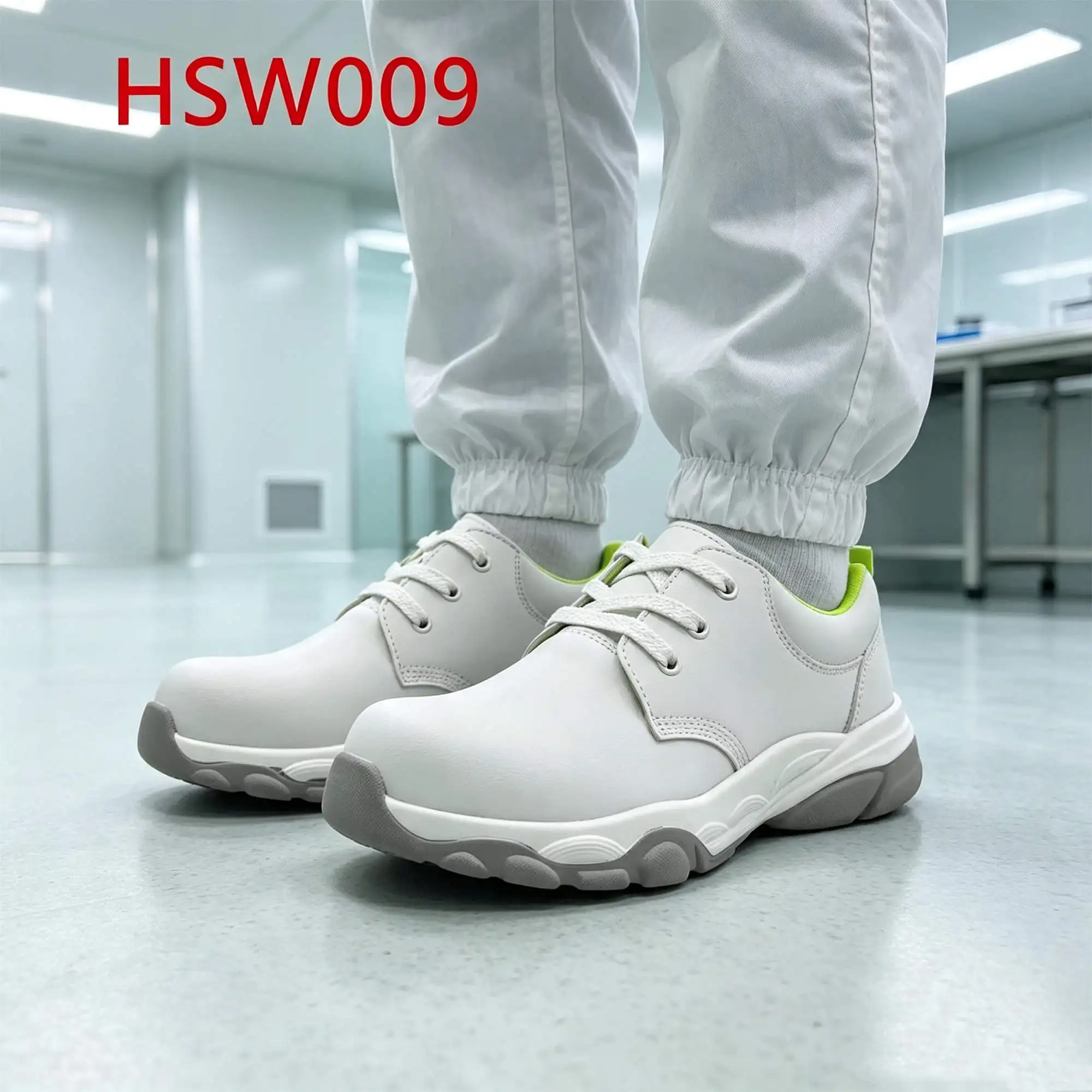 ZYF,Sanitary Workplace ESD White Safety Shoes with Fiberglass Toe Biological Lab Germ Resistant Hua Singh Work Clogs HSW009