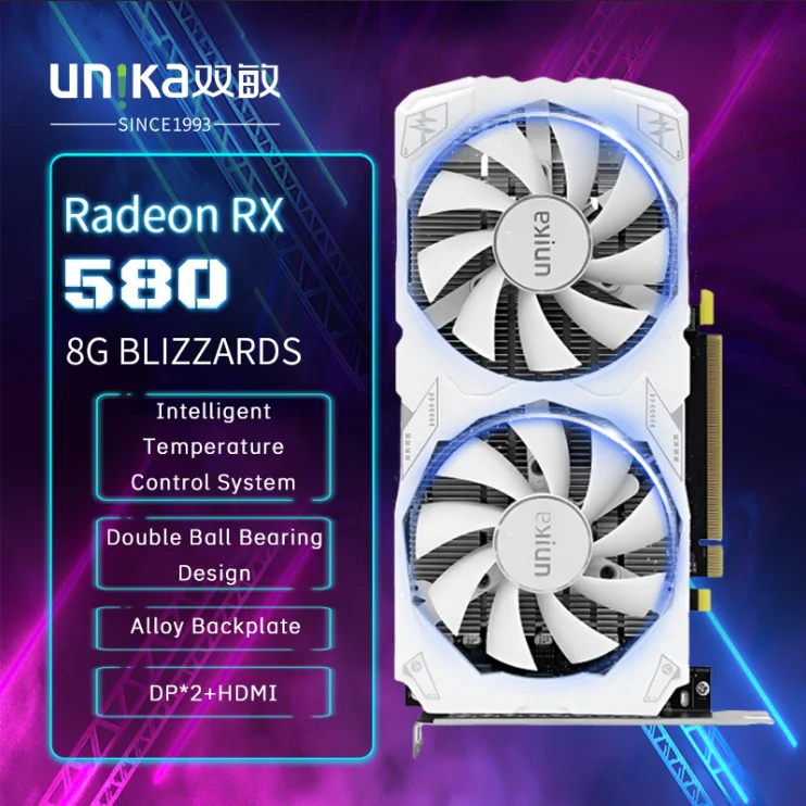 Brand New UNIKA AMD Radeon RX 580 BLIZZARDS 8GB GDDR5 Graphics