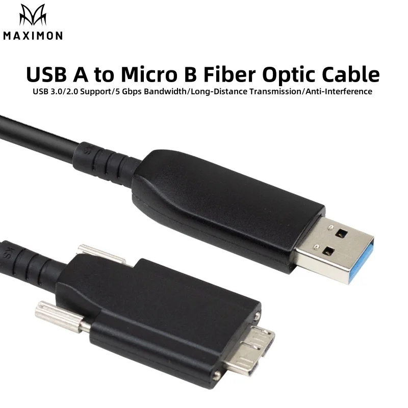 USB 3.0 Type-A to Micro B Hybrid Active Optical Fiber Industrial Camera with Double Screw-Fiber Optic Equipment