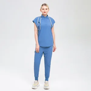 Fashionable Medical Hospital Outfit Spandex Nursing Scrubs Uniform Sets Breathable and Soft Surgical Scrub Tops