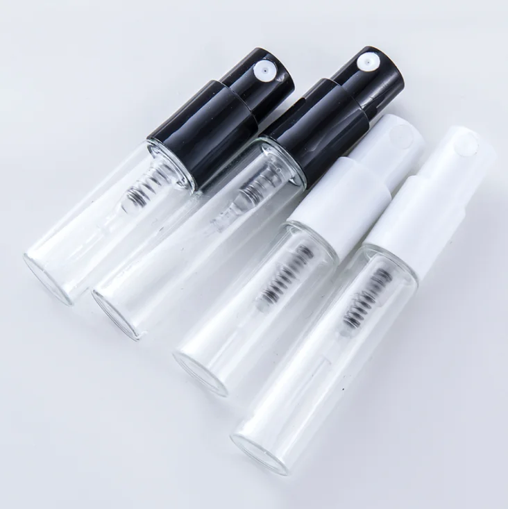 1ml 2ml 3ml 5ml 10ml Refill Crimp Plastic Cap Small Empty Perfume Sample Bottle Mini Glass Spray Perfume Bottles with Atomizer