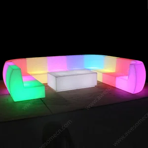 Light up Outdoor Garden Modern Night Club Event Party Lounge Plastic Led bar Furniture Table Chair Sofa Stool Set