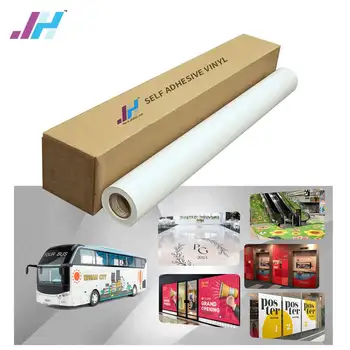 Rolo de vinil Wholesale glossy matte Eco Solvent printable white PVC Self Adhesive Vinyl roll sticker material factory