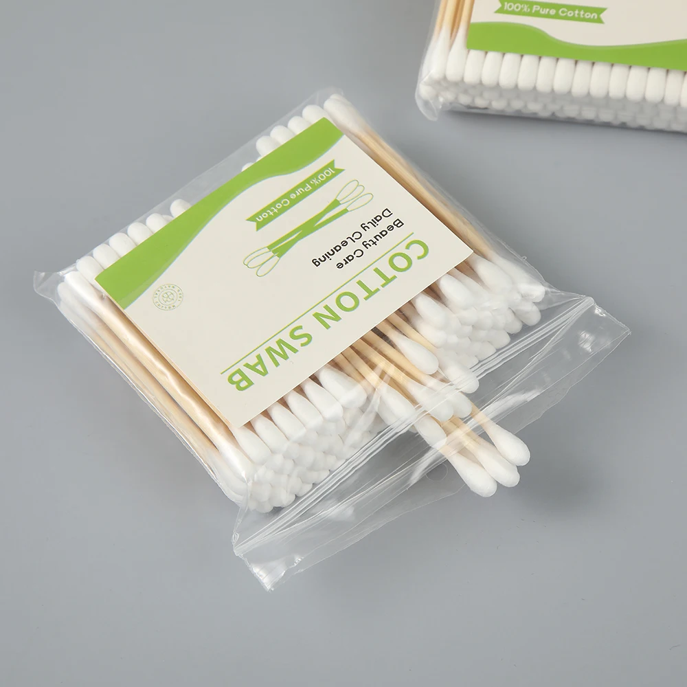 100pcs Disposable Ear Cleaner Makeup Qtips Bamboo Stick Cotton Buds