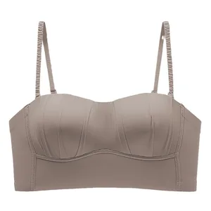 Seamless One-Piece Wireless Bra Anti-Sagging Lateral Adductor Breathable Hook Closure Logo Cup Enhances Small Chest Push-Up Bra