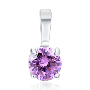 Birthday Gift 925 Sterling Silver Jewelry Pendants Simple Design Pink Zircon Fashion Pendant