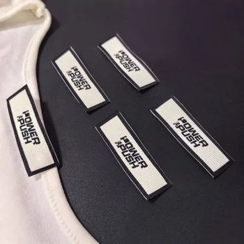 Custom Woven Labels Iron on Neck Label Brand Logo Clothing Label With Size
