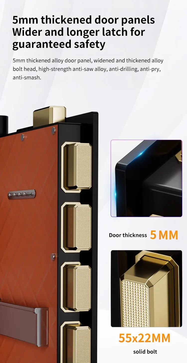 CEQSAFE TUYA APP WIFI Biometric Fingerprint Digital Safe Box Heavy Security Steel Money Electronic Safes for Home Office Hotel supplier