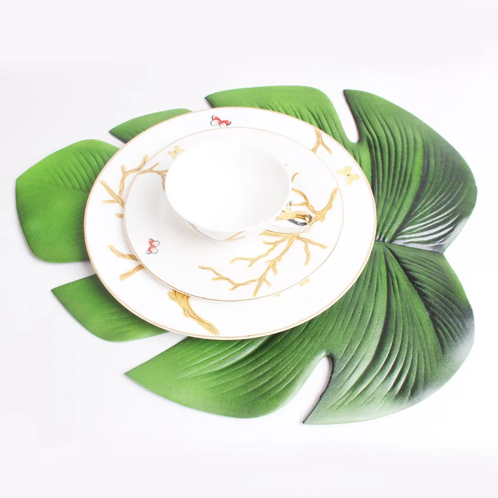Artificial Palm Leaves Placemats for Party Table Decoration