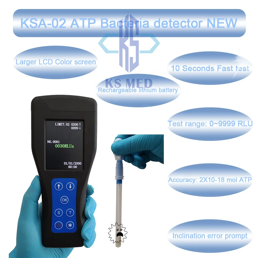 KSA-02 высокой точности, медицинские приборы для использования в домашних условиях, портативный детектор бактерий метр ATP флуоресценции тестер быстрого люминометр с тестовыми тампон