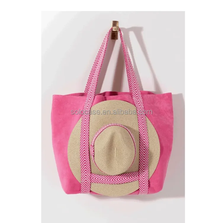 Woman Outdoor Terry Cloth Hat Tote Bag