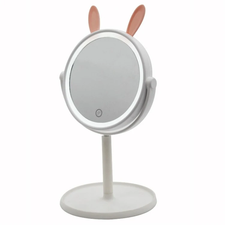 Dual Power Supply LED Make up Mirror with Stand Rabbit Ear Shaped Mirror