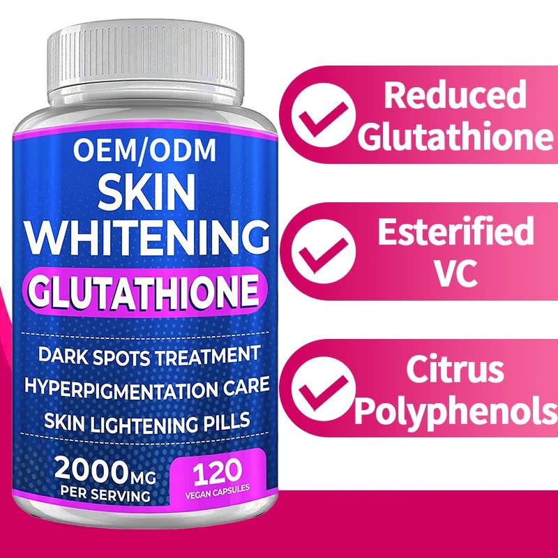 Private Label Reduced L-Glutathione Capsules with Collagen, Vitamin C for Skin Glow Brightening Advanced Formula OEM ODM Service
