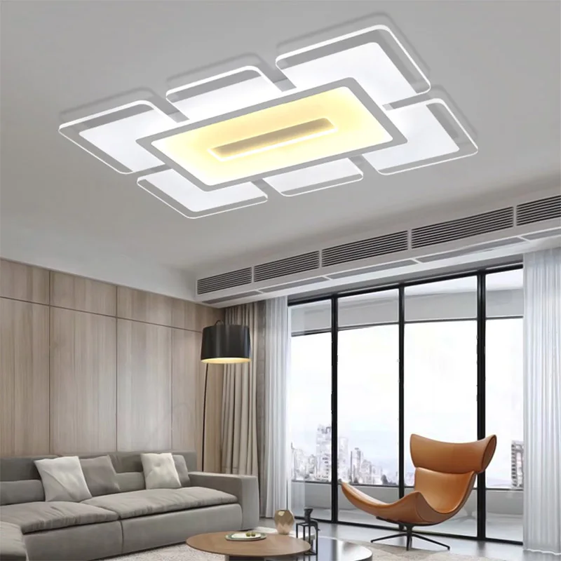 
 Большое прямоугольное подвесное украшение для дома, необычное акриловое современное квадратное светодиодное потолочное освещение для спальни  