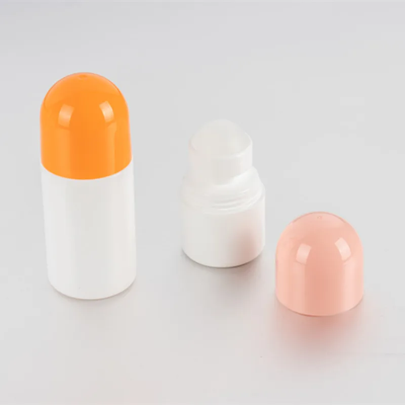 round bottle deodorant  30ml 50ml roll on bottle  plastic bottle with roll ball China factory