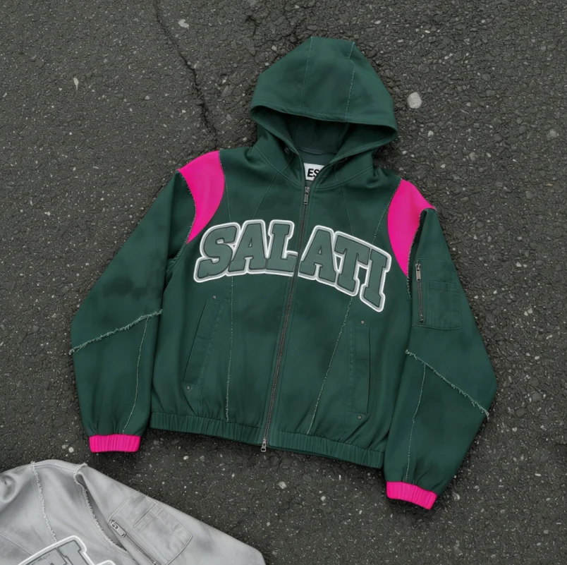 SALATI Custom Manufacture Industrial Cotton French Terry Heavyweight Custom Design StreetWear Distressed Sun Faded Men Tracksuit gallery 2